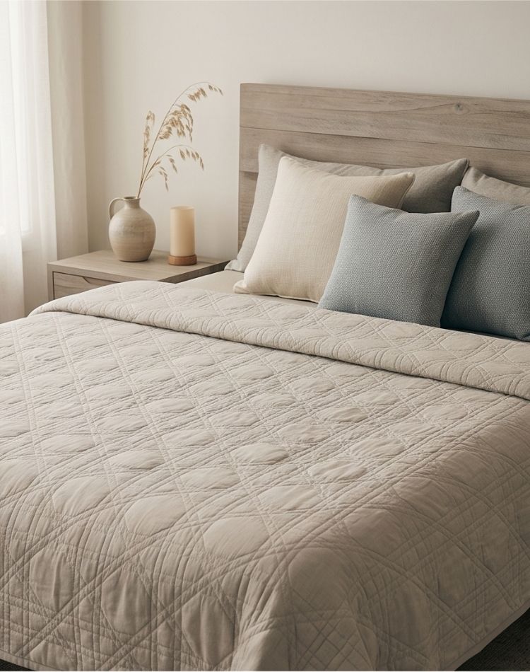 Stone Geometric Reversible Quilt - Queen