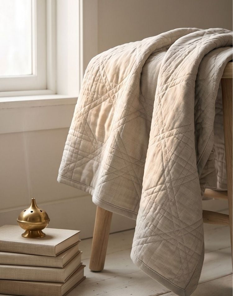 Stone Geometric Reversible Quilt - Queen