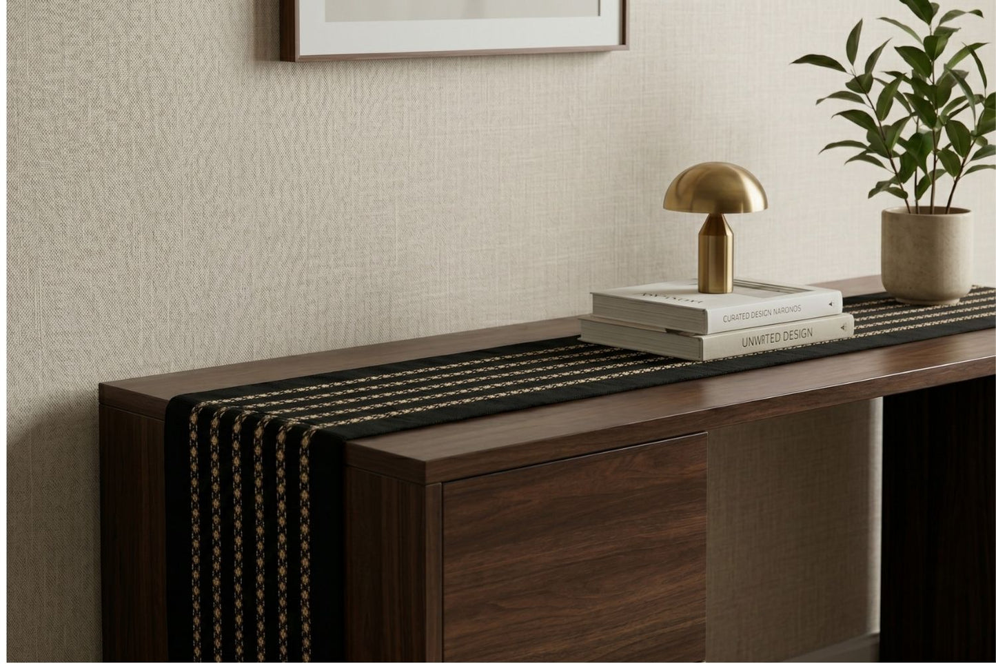 Swarna-Kala Tassel Table Runner - 6 Seater