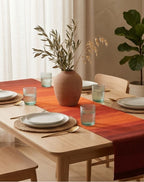 Terracotta Stripe 6 Seater Table Runner - Lifestyle View