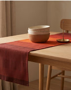 Terracotta Stripe 6 Seater Table Runner - side View