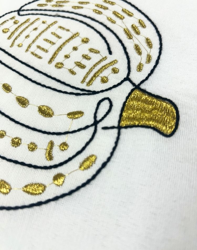 Gold Pumpkin Embroidered Table Runner - 6 Seater