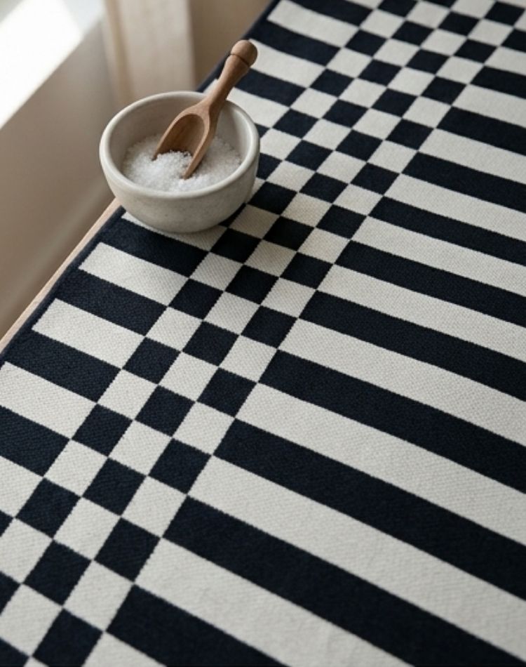 Checkerboard Cotton Table Runner closeup