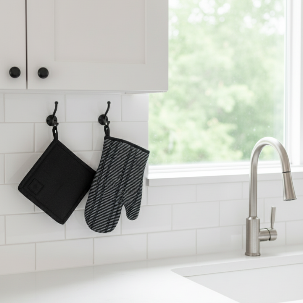 Midnight Navy Oven Mitt & Pot Holder Set - Premium Home Decor by Moraari
