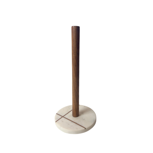 Stambha Marble & Wood Paper Towel Holder - Premium Home Decor by Moraari