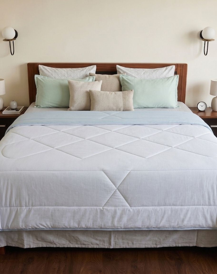 Blue Pinstripe Reversible Quilt - King