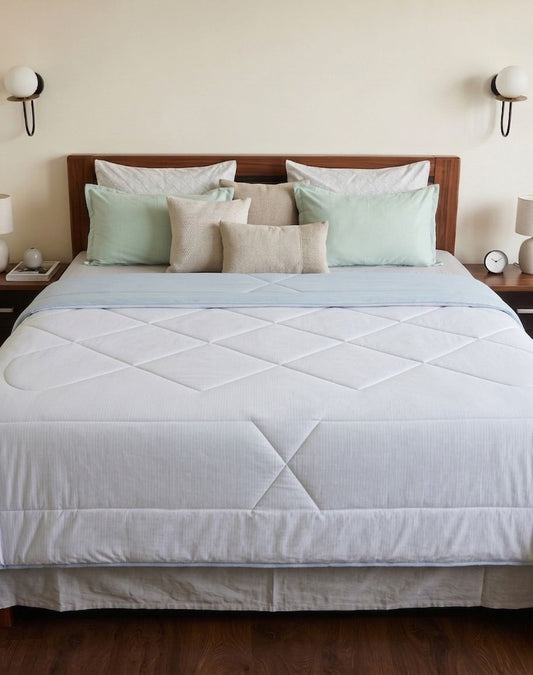 Blue Pinstripe Reversible Quilt - King