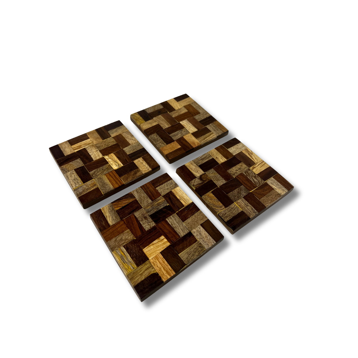 Checkerwood Mango Wood Coasters - Set of 4 - Premium Home Decor by Moraari