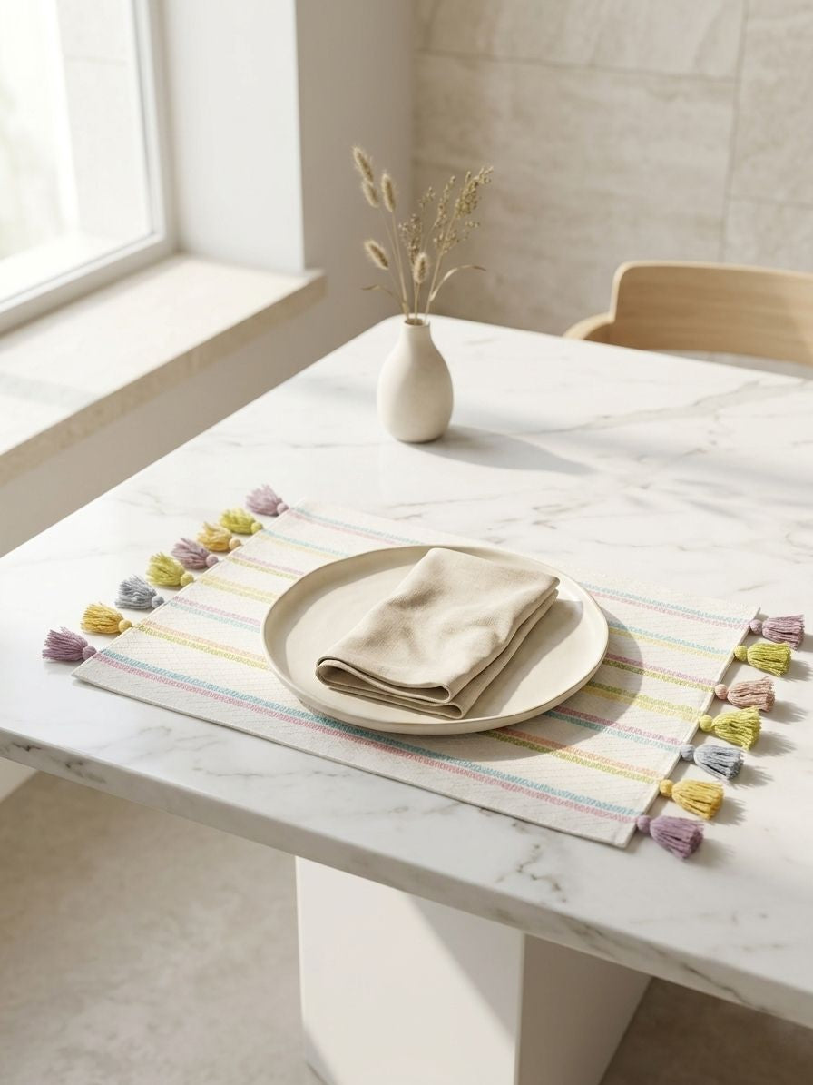 Sorbet Tassel Cotton Placemat - Set of 2
