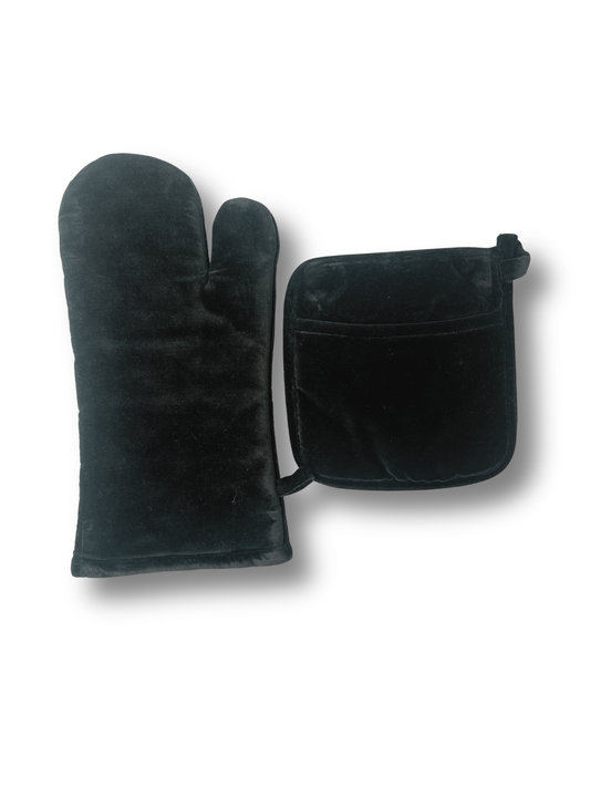 Velvet Noir Oven Mitt & Pot Holder Set - Premium Home Decor by Moraari