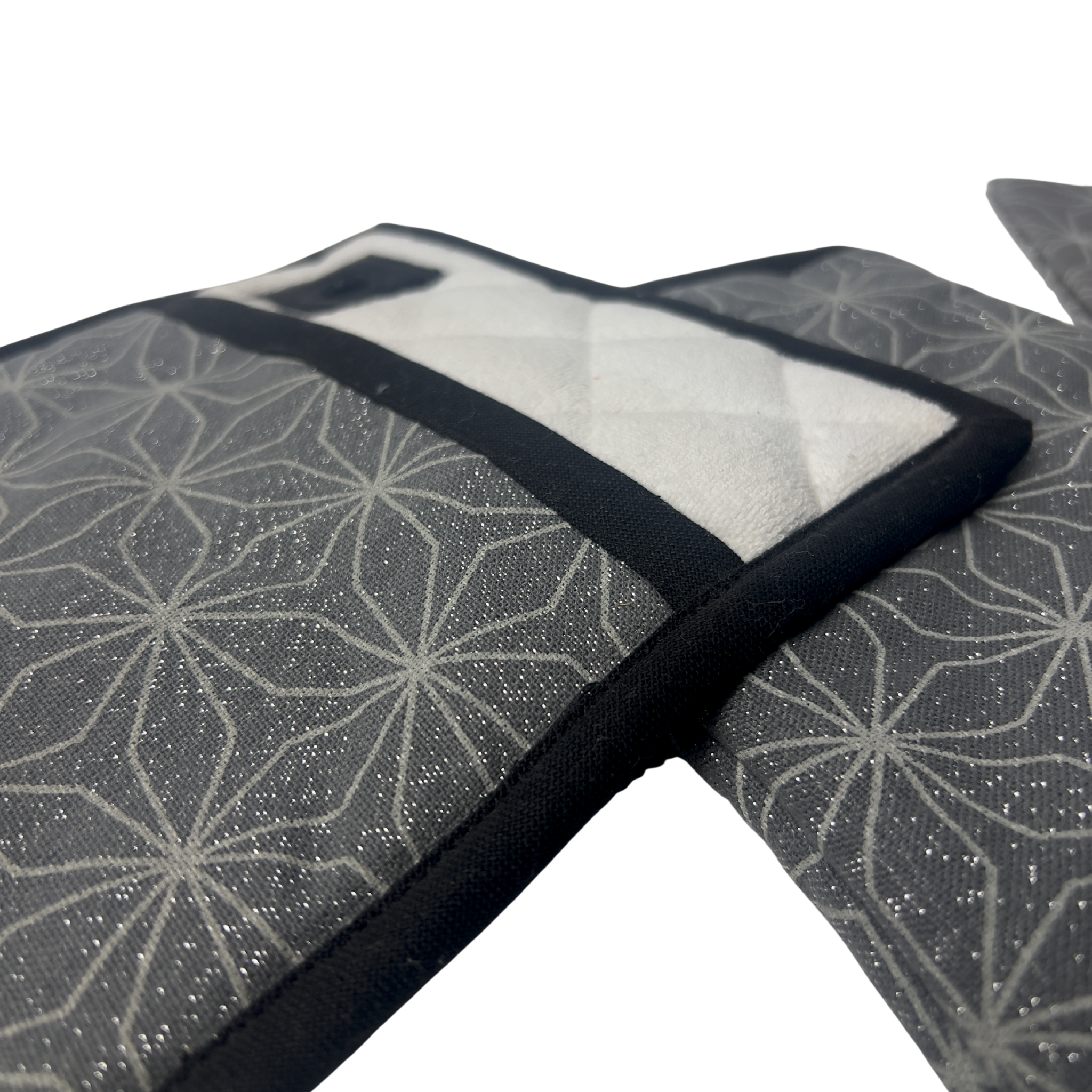 Nakshatra Silver Oven Mitt, Pot Holder and Kitchen Towel Trio - Premium Home Decor by Moraari