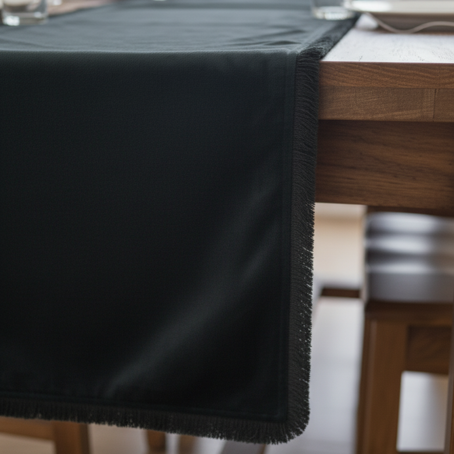 Midnight Forest Fringed 6 Seater Table Runner - Premium Home Decor by Moraari
