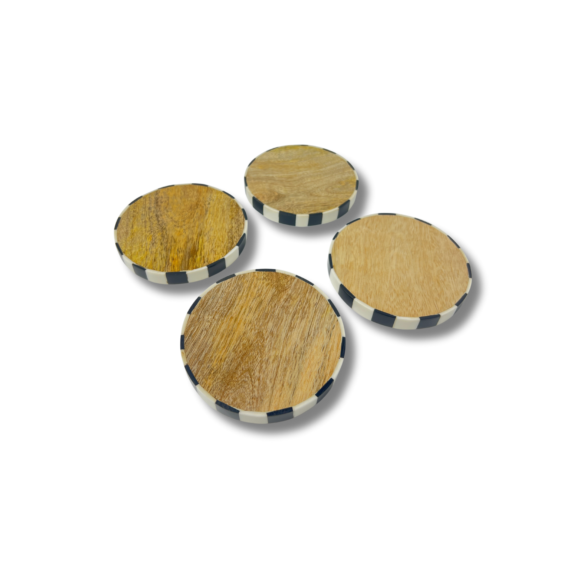 Kashi Checkmate Mango Wood Coasters - Set of 4 - Premium Home Decor by Moraari