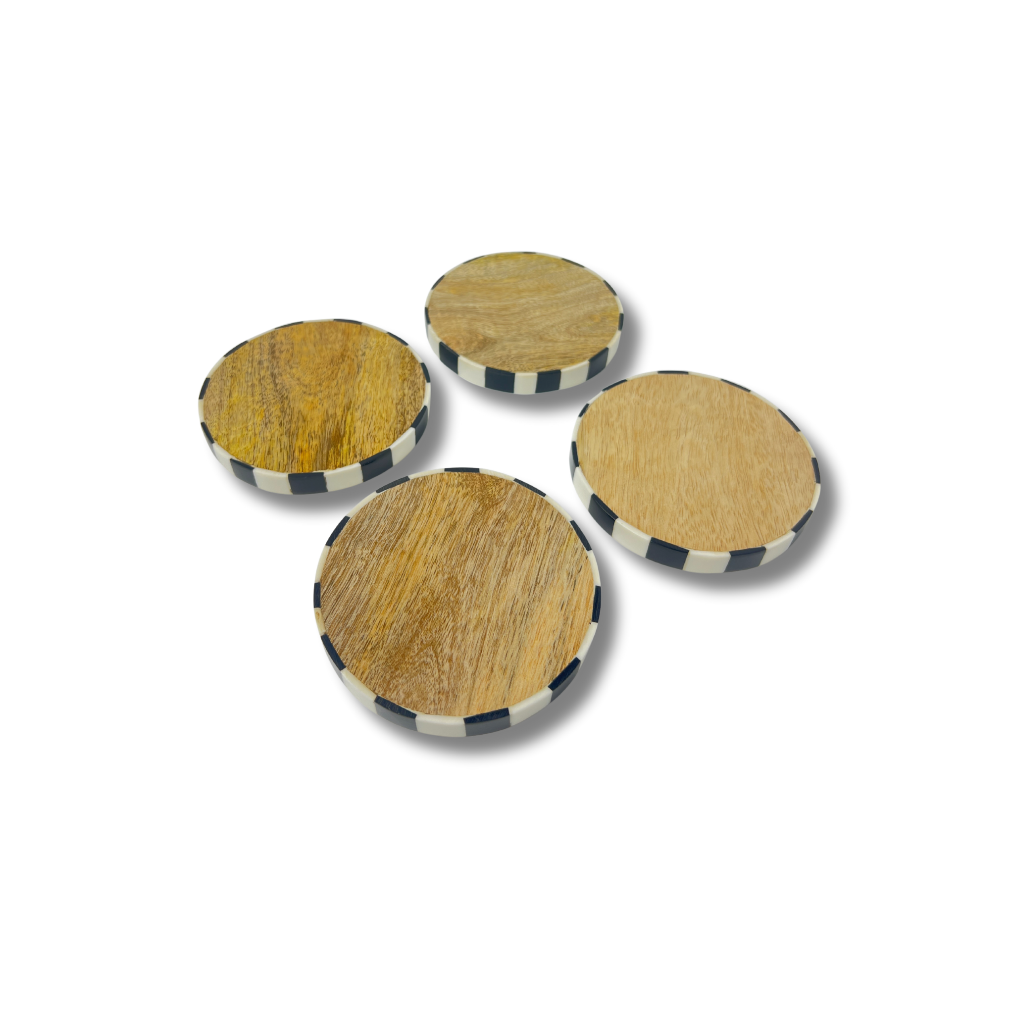 Kashi Checkmate Mango Wood Coasters - Set of 4 - Premium Home Decor by Moraari
