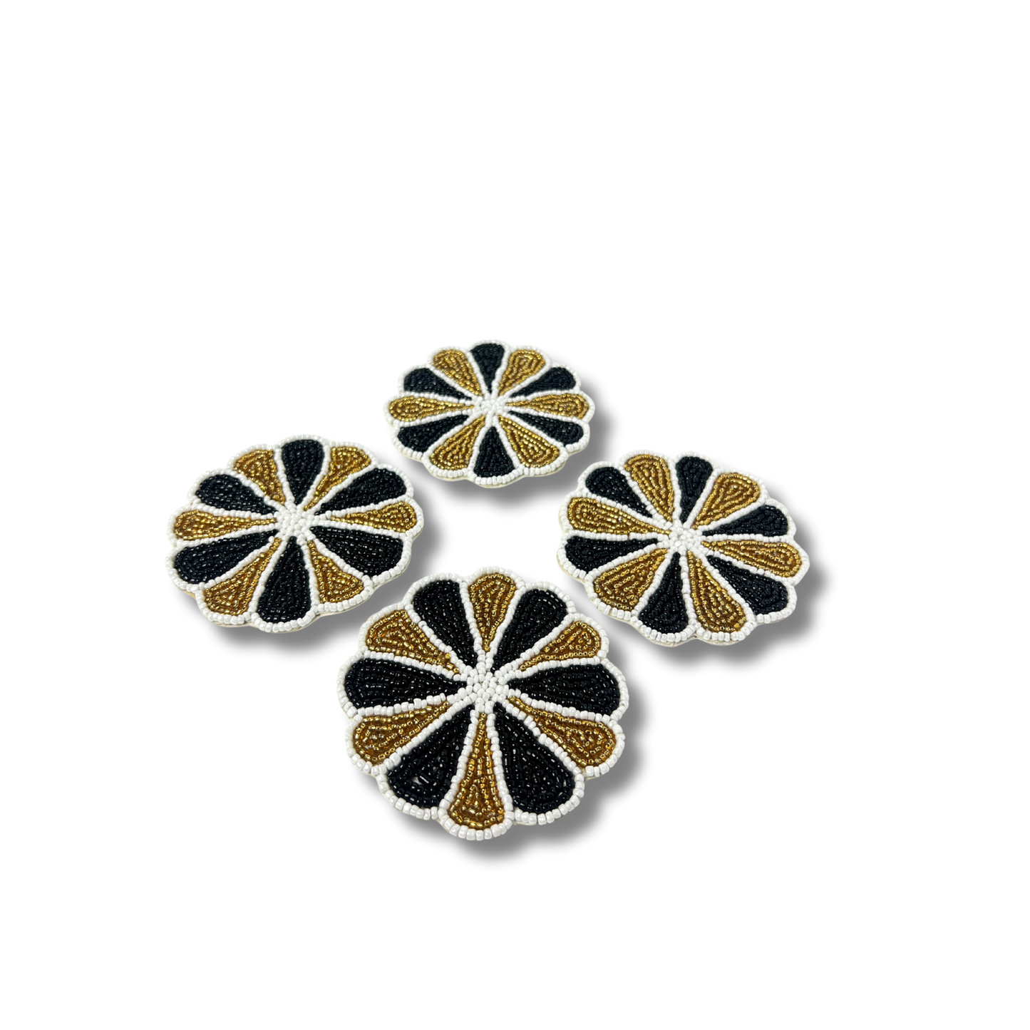 Zari-Pushpa Beaded Coasters - Set of 4 - Premium Home Decor by Moraari