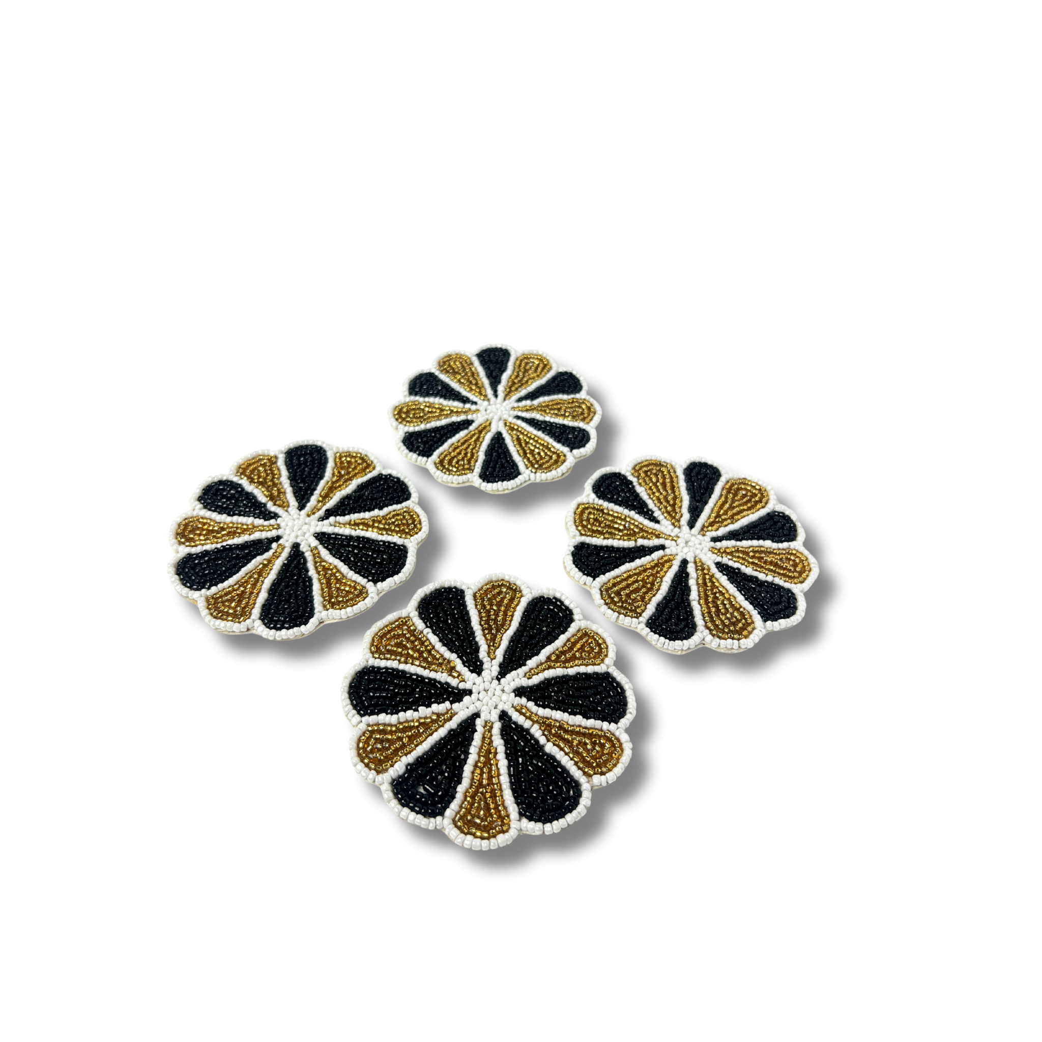 Zari-Pushpa Beaded Coasters - Set of 4 - Premium Home Decor by Moraari