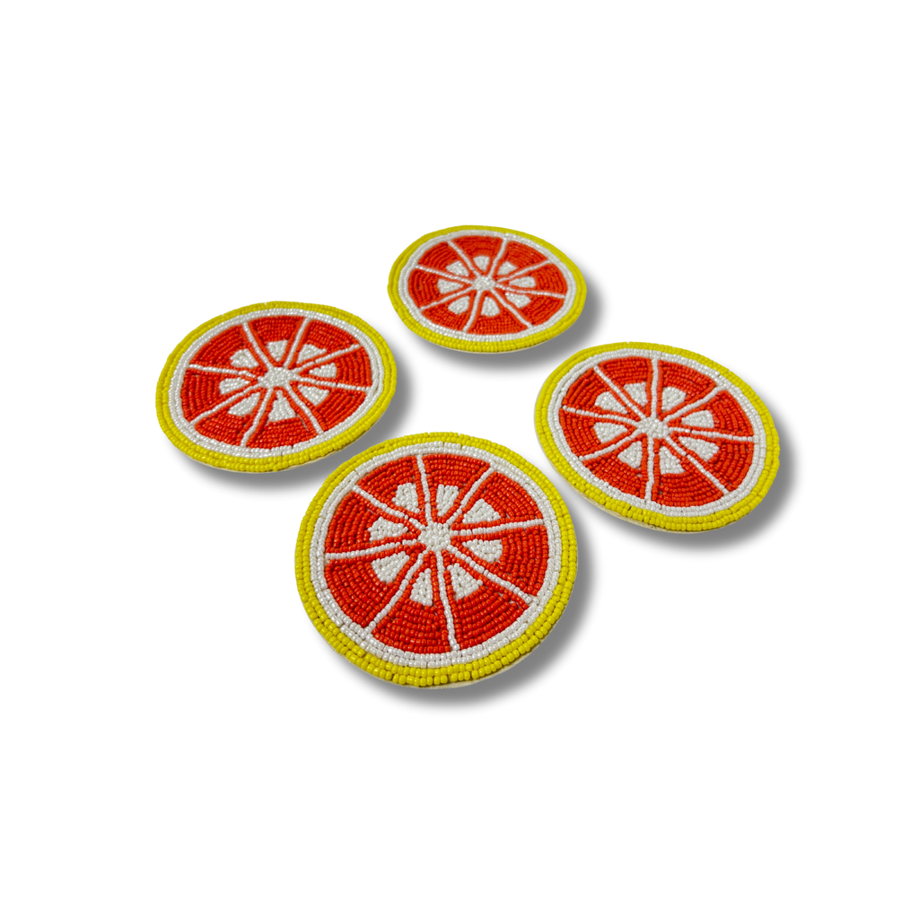 Narangi Beaded Coasters - Set of 4 - Premium Home Decor by Moraari
