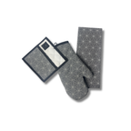 Nakshatra Silver Oven Mitt, Pot Holder and Kitchen Towel Trio - Premium Home Decor by Moraari
