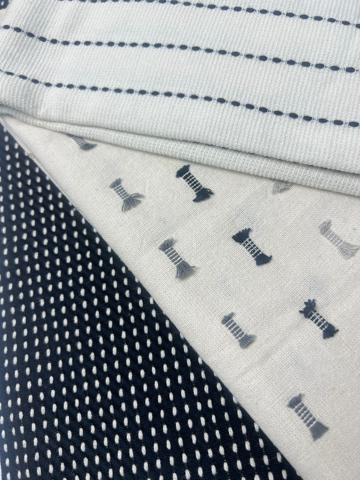 Grid & Stripe Kitchen Towels (Set of 3) - Premium Home Decor by Moraari