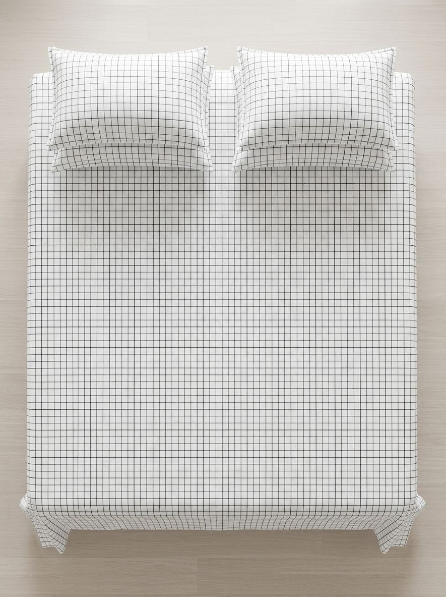 Monochrome Grid Bedsheet - King
