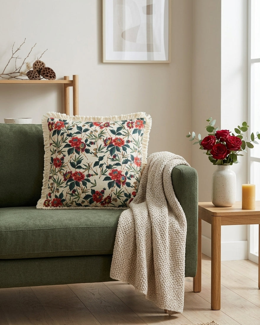 Zinnia Fringe Reversible Cushion Cover - 18X18