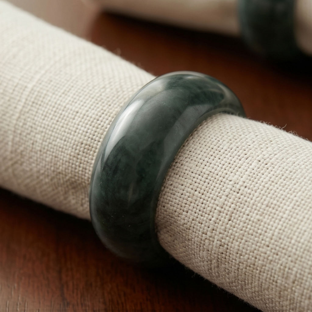 Emerald Jade Napkin Rings - Set of 4