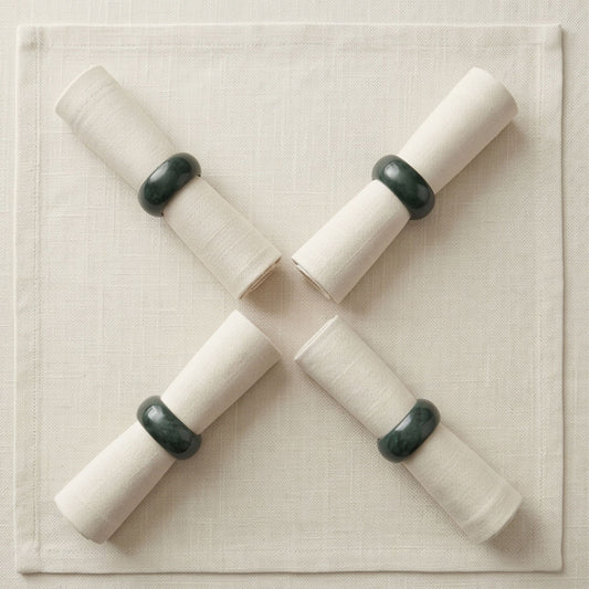 Emerald Jade Napkin Rings - Set of 4