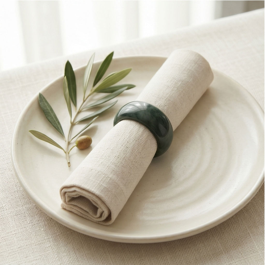 Emerald Jade Napkin Rings - Set of 4