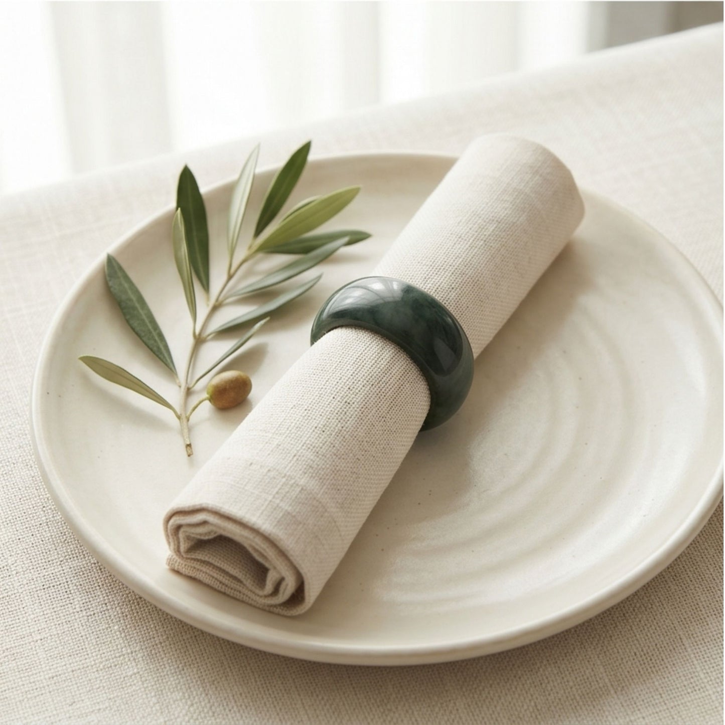 Emerald Jade Napkin Rings - Set of 4