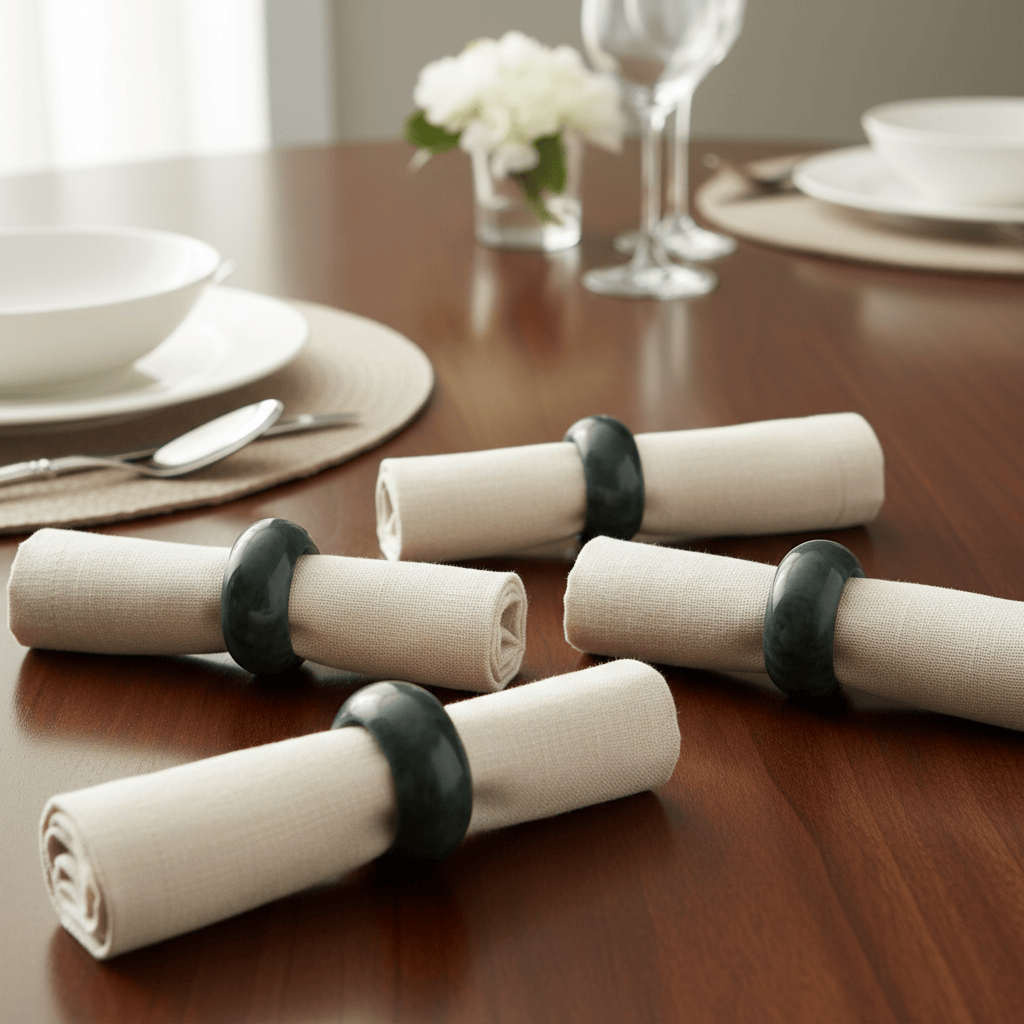 Emerald Jade Napkin Rings - Set of 4