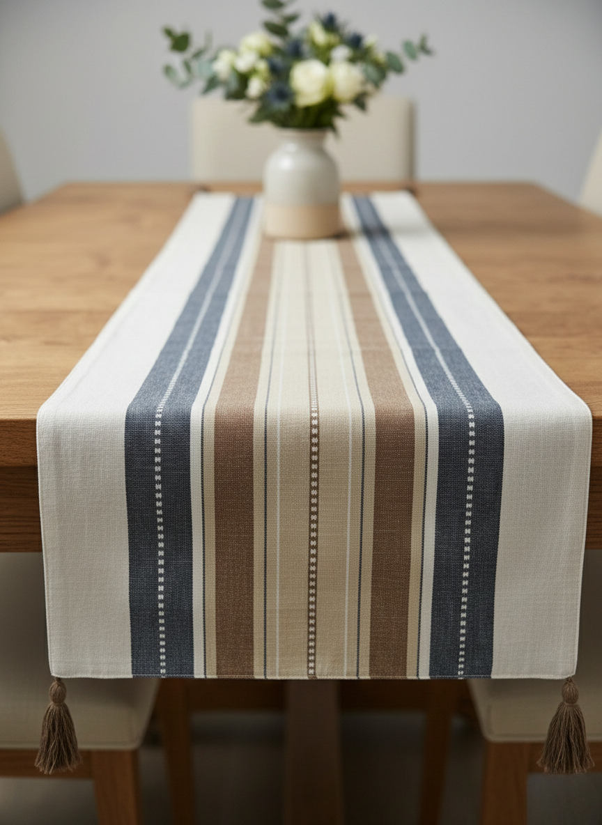 Woodland Slub Table Runner with Tassels - Premium Home Decor by Moraari