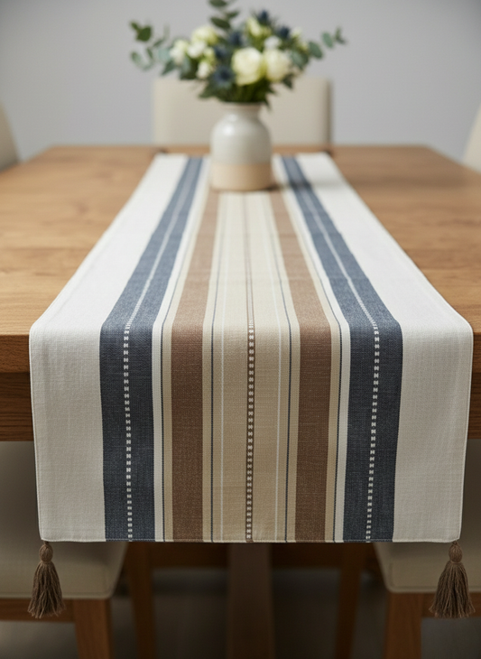 Woodland Slub Table Runner with Tassels - Premium Home Decor by Moraari