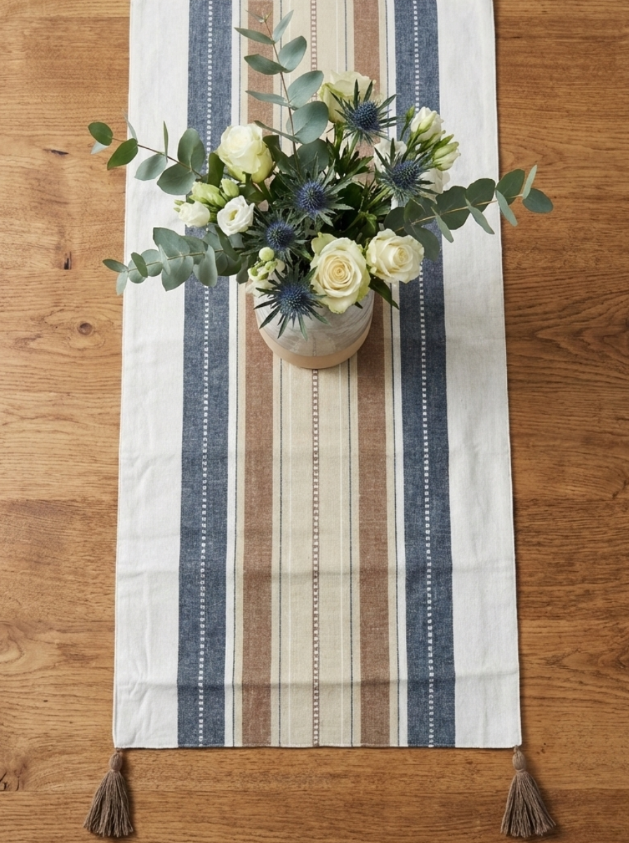 Woodland Slub Table Runner with Tassels - Premium Home Decor by Moraari