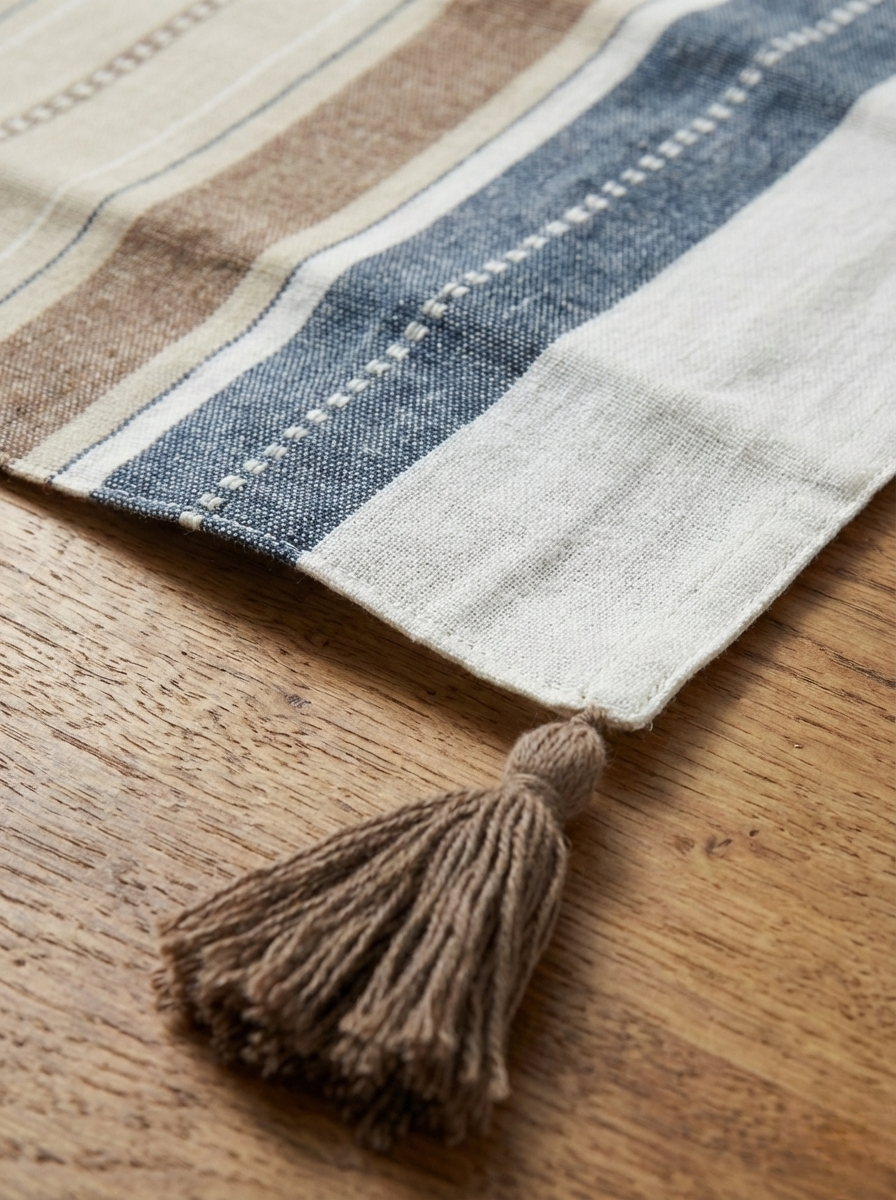 Woodland Slub Table Runner with Tassels - Premium Home Decor by Moraari