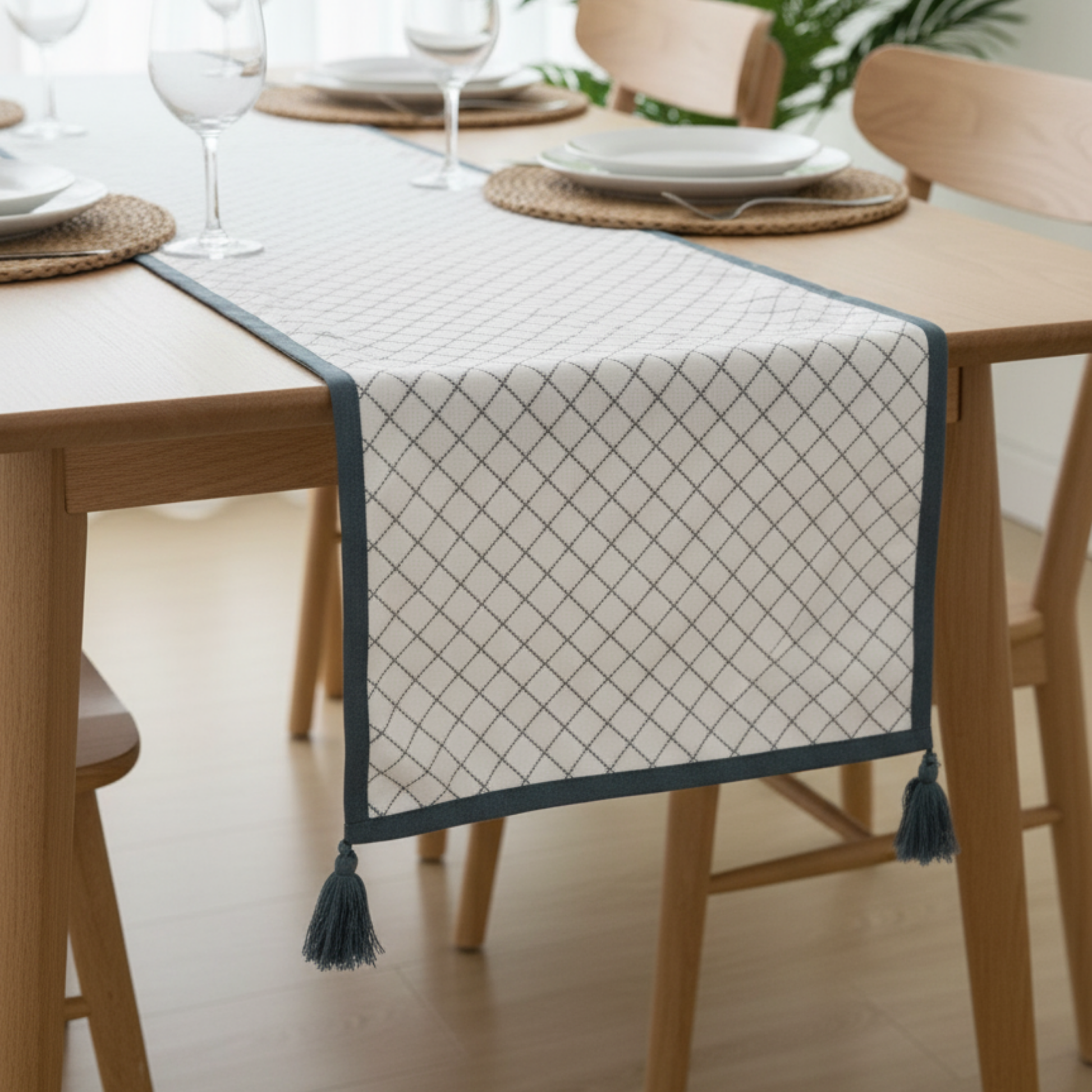 Onyx Frame Quilted 6 Seater Table Runner - Premium Home Decor by Moraari