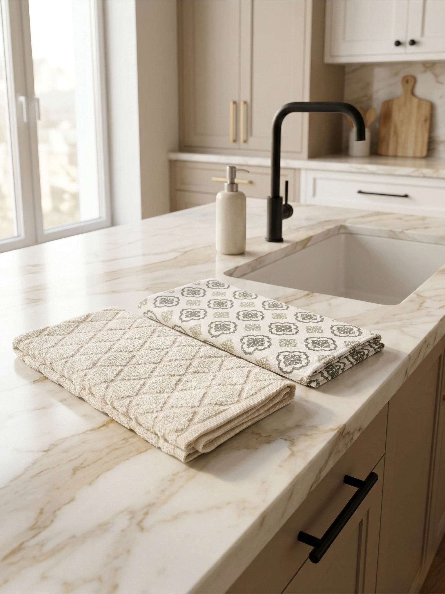 Grey Medallion Kitchen Towels - Set of 2 - Premium Home Decor by Moraari