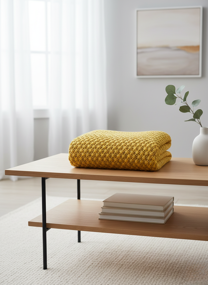 Mustard Harvest Knit Throw - Premium Home Decor by Moraari