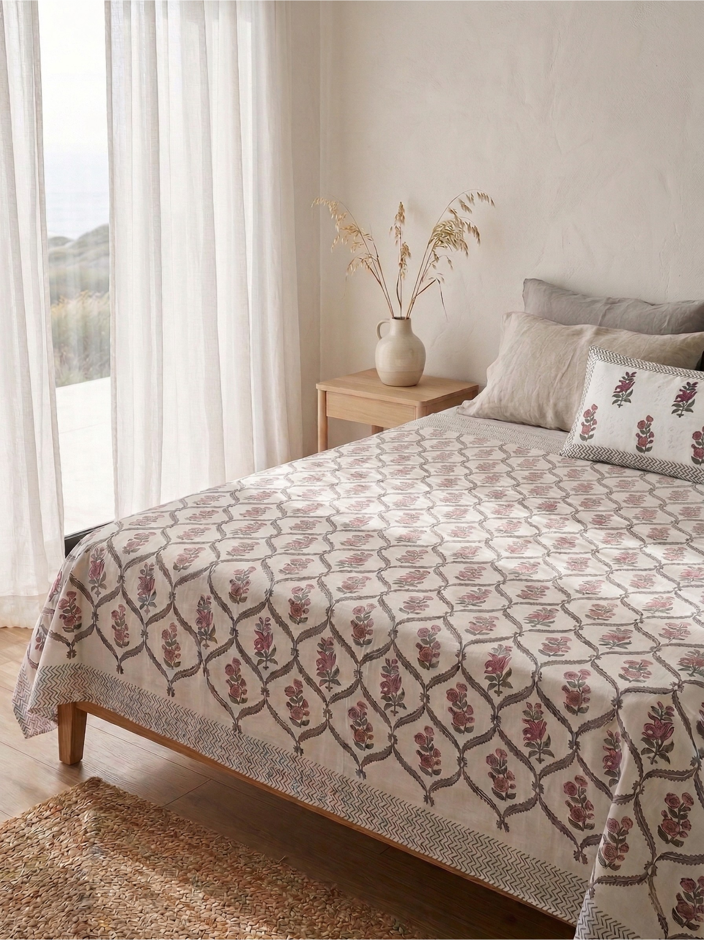 Gulnaar Cotton Percale Bedsheet - Premium Home Decor by Moraari