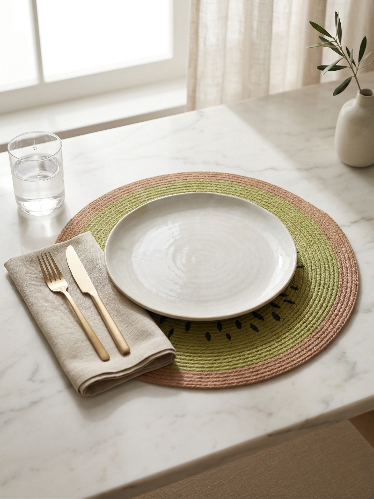 Kiwi Braided Round Placemat - Set of 2 - Premium Home Decor by Moraari
