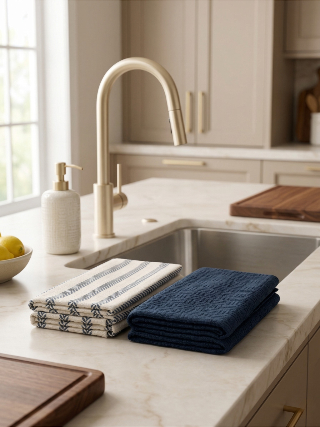 Indigo & Ivory Kitchen Towels - Set of 2 - Premium Home Decor by Moraari