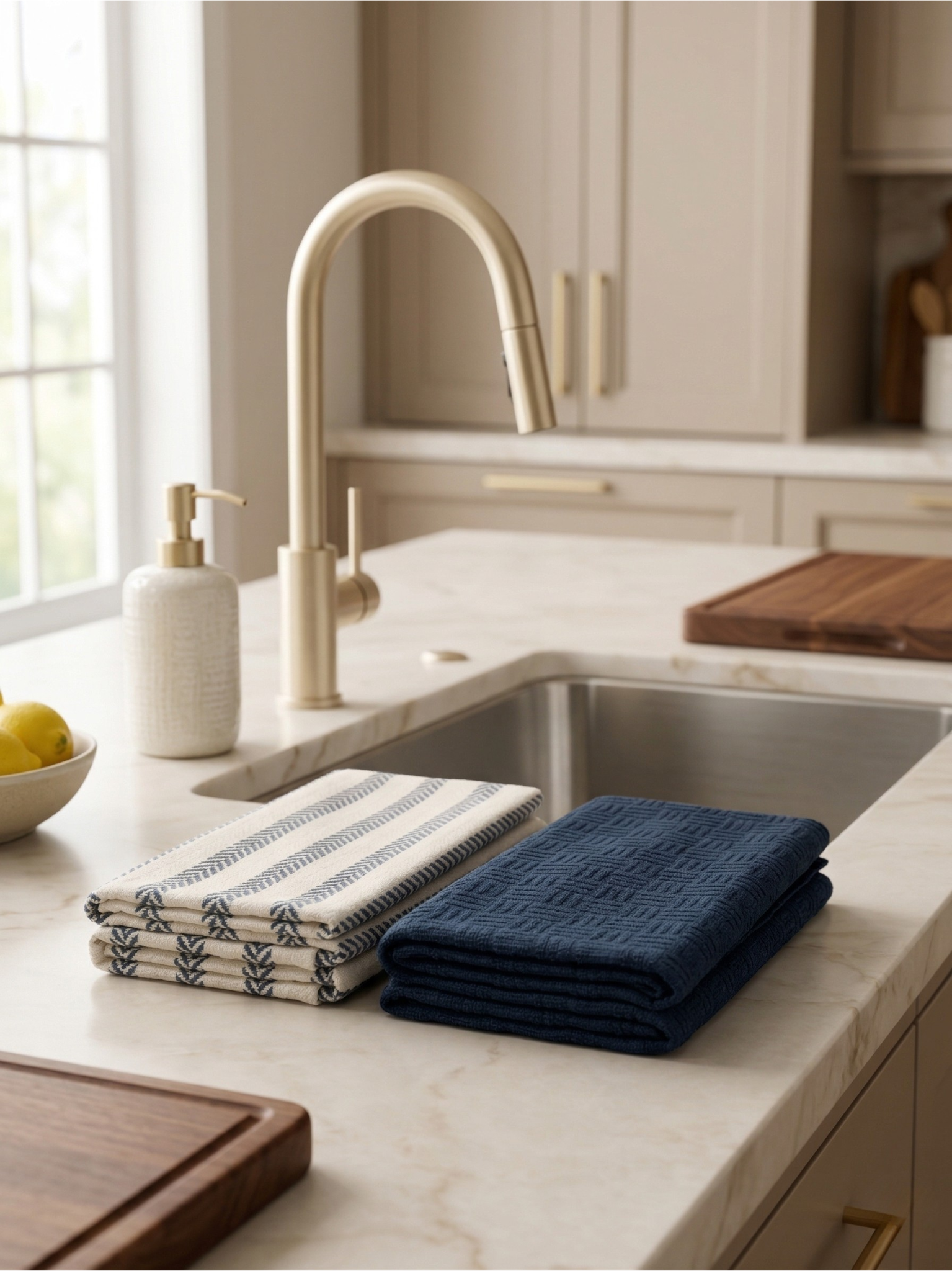 Indigo & Ivory Kitchen Towels - Set of 2 - Premium Home Decor by Moraari