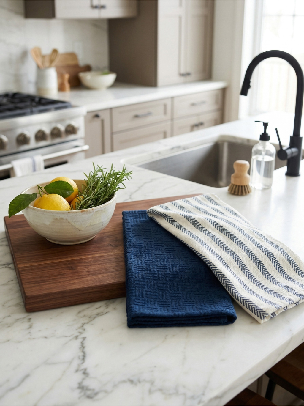 Indigo & Ivory Kitchen Towels - Set of 2 - Premium Home Decor by Moraari