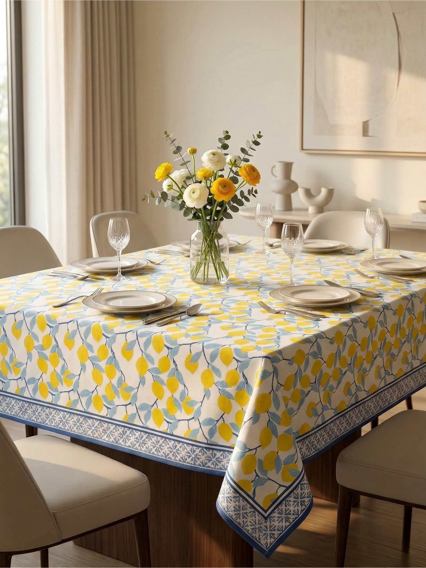 Milano Lemon Tablecloth - Premium Home Decor by Moraari