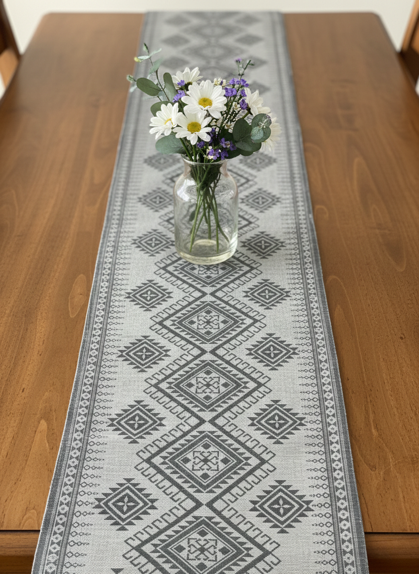 Nordic Geo Cotton Table Runner - Premium Home Decor by Moraari