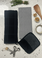 Charcoal Kantha Kitchen Trio - Premium Home Decor by Moraari