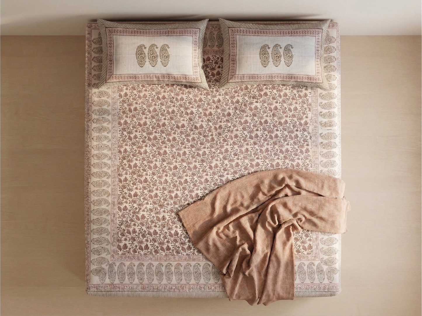 Gulab Jaal Cotton Percale Bedsheet - Premium Home Decor by Moraari