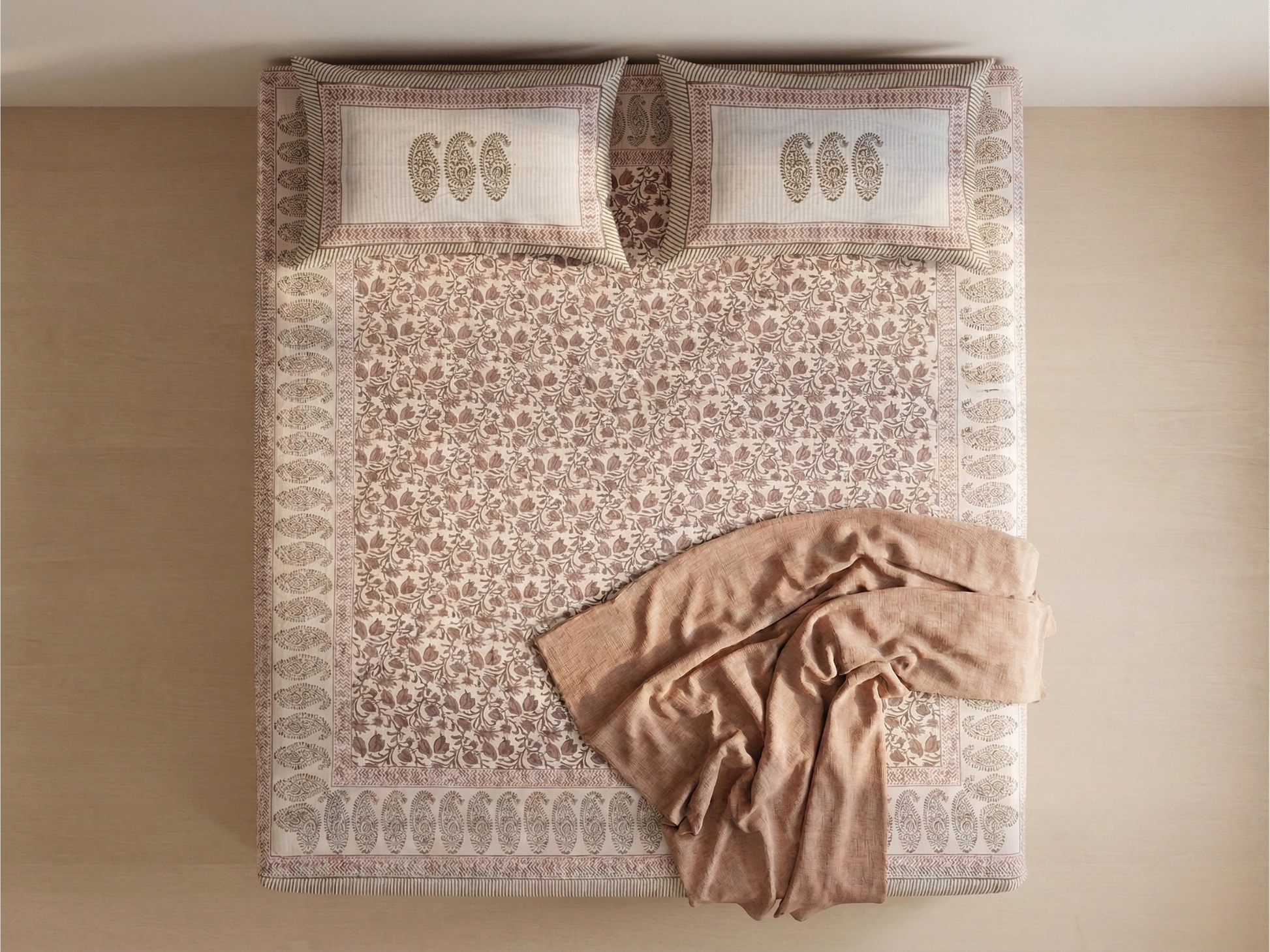 Gulab Jaal Cotton Percale Bedsheet - Premium Home Decor by Moraari