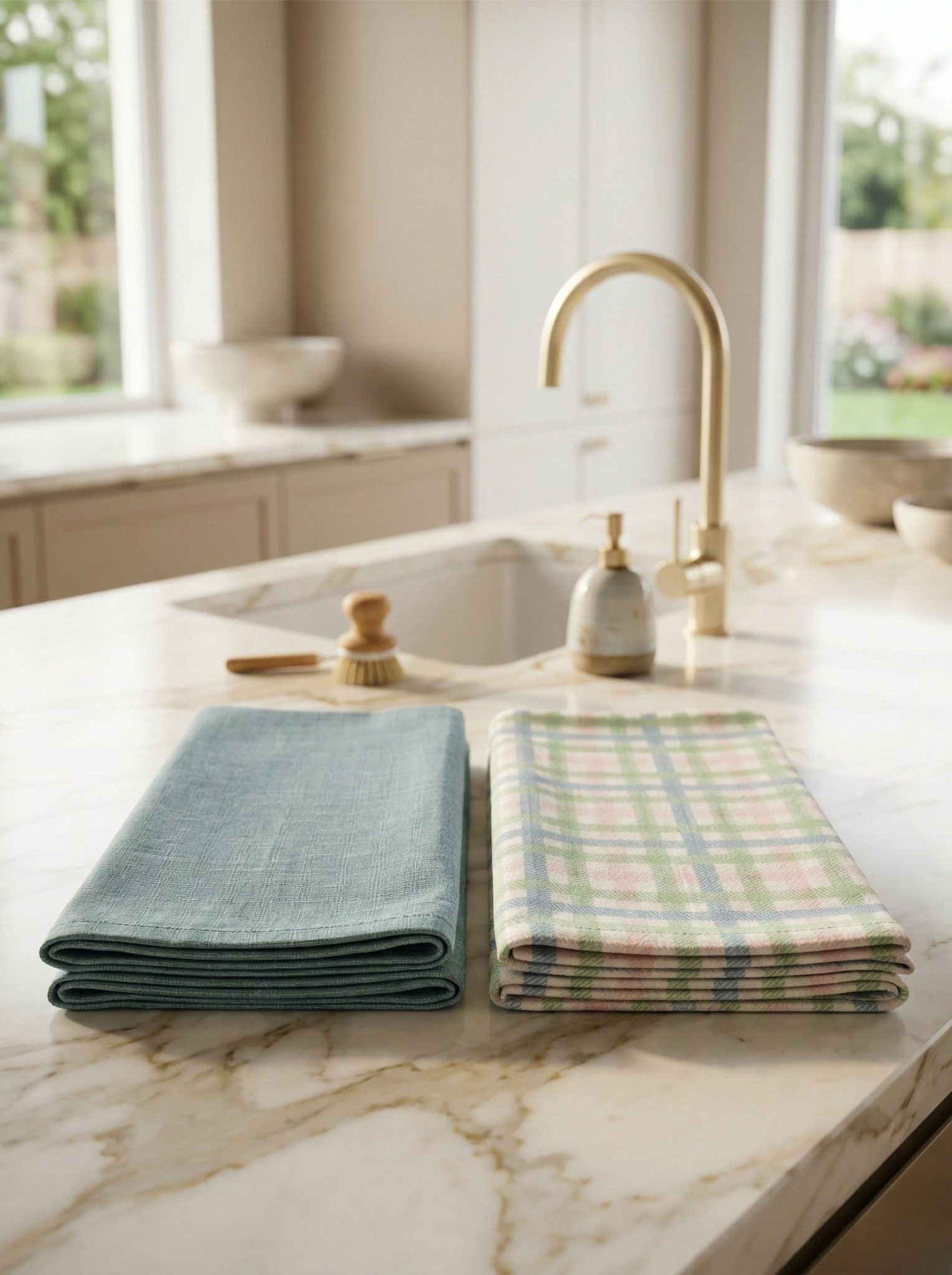 Mist Check Kitchen Towel - Set of 2 - Premium Home Decor by Moraari