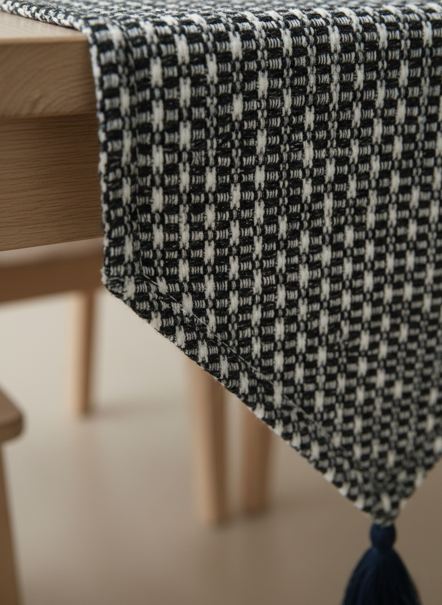 Monochrome Tassel Table Runner - Premium Home Decor by Moraari