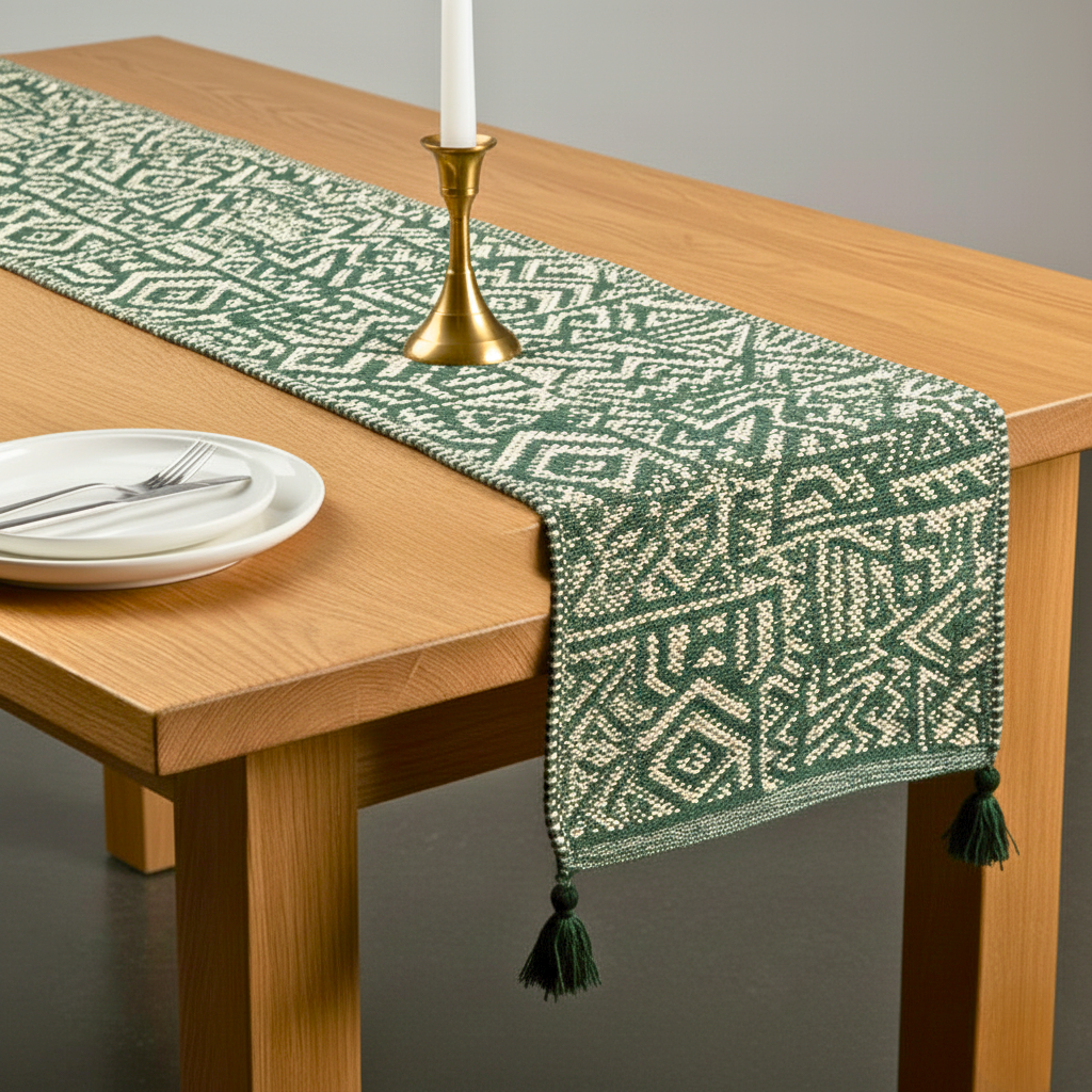 Sage Geometry Table Runner - Premium Home Decor by Moraari